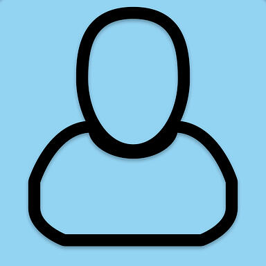 A black outline of a person's head and upper body against a light blue background.