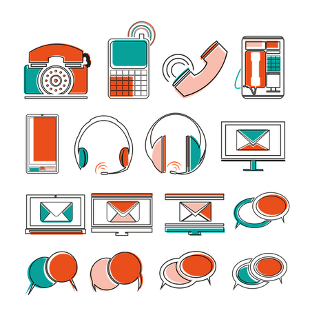 Contact Methods Clip Art A variety of contact methods, including phone, email, and text, are arranged in a grid-like format.